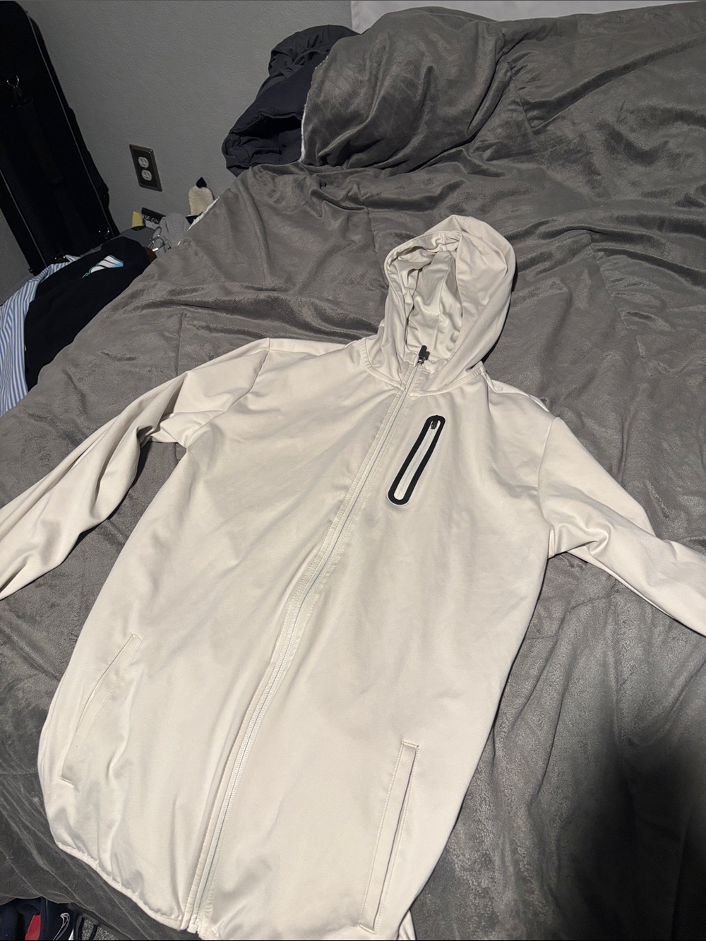 bcg Cream Hooded Windbreaker with Zippered Chest Pocket